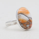 Orange Spiny Oyster Silver Rings
