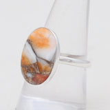 Orange Spiny Oyster Silver Rings