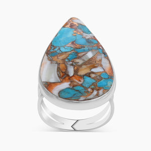 Turquoise Spiny Oyster Silver Rings