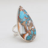 Turquoise Spiny Oyster Silver Rings