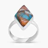 Spiny Oyster Turquoise Silver Rings