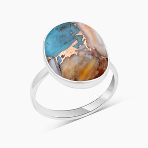 Turquoise Spiny Oyster Silver Rings