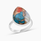 Turquoise Spiny Oyster Silver Rings