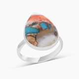Turquoise Spiny Oyster Silver Rings