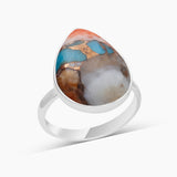Spiny Oyster Turquoise Silver Rings