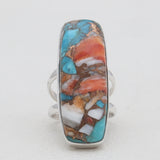 Turquoise Spiny Oyster Silver Rings