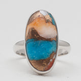 Spiny Oyster Turquoise Silver Rings