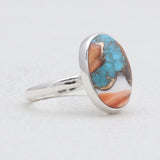 Spiny Oyster Turquoise Silver Rings