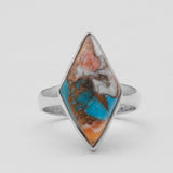 Spiny Oyster Turquoise Silver Rings
