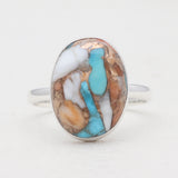 Turquoise Spiny Oyster Silver Rings