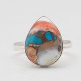 Spiny Oyster Turquoise Silver Rings