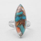 Spiny Oyster Turquoise Silver Rings