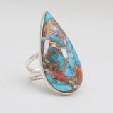 Turquoise Spiny Oyster Silver Rings