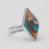 Spiny Oyster Turquoise Silver Rings