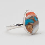 Spiny Oyster Turquoise Silver Rings