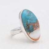 Spiny Oyster Turquoise Silver Rings