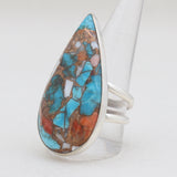 Turquoise Spiny Oyster Silver Rings
