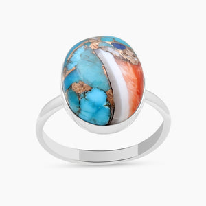 Turquoise Spiny Oyster Silver Rings