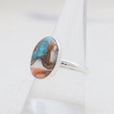 Spiny Oyster Turquoise Silver Rings