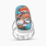 Turquoise Spiny Oyster Silver Rings