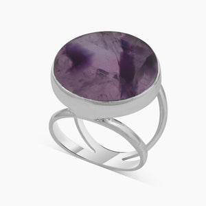 Amethyst Crystal Quartz Silver Rings