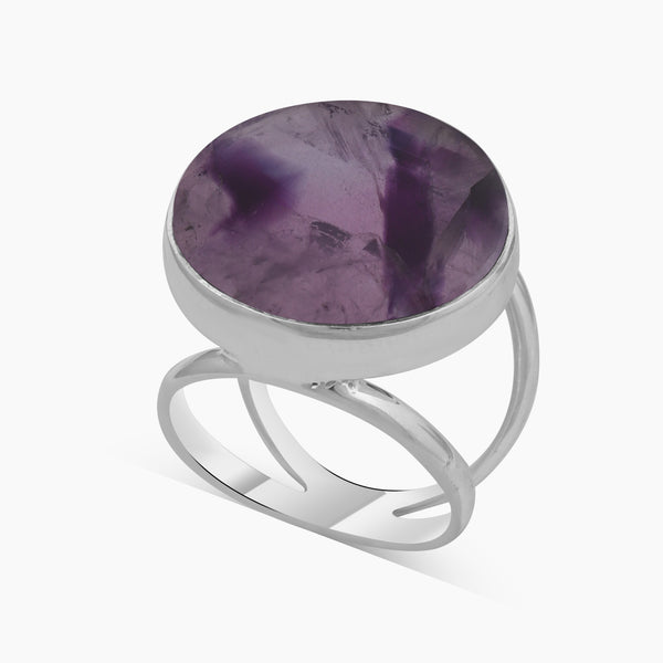 Amethyst Crystal Quartz Silver Rings