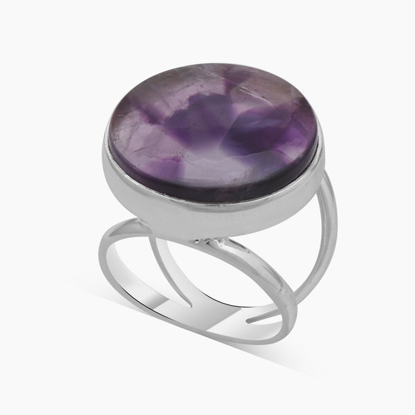 Amethyst Crystal Quartz Silver Rings