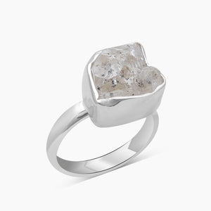 Raw Herkimer Quartz Silver Rings