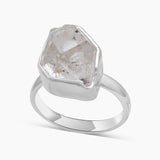 Raw Herkimer Quartz Silver Rings