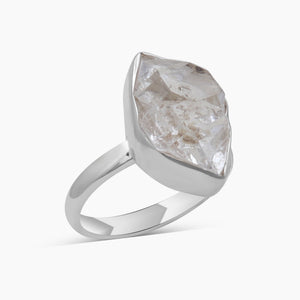 Raw Herkimer Quartz Silver Rings