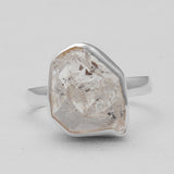 Raw Herkimer Quartz Silver Rings
