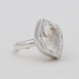 Raw Herkimer Quartz Silver Rings