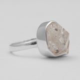 Raw Herkimer Quartz Silver Rings