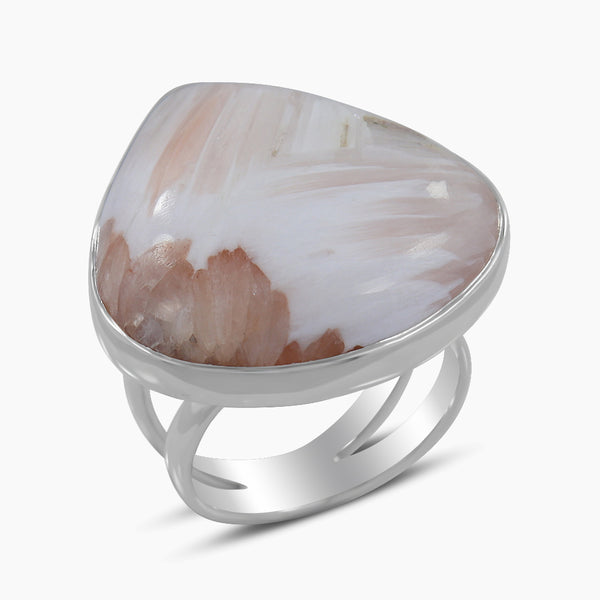 925 Silver Pink Scolecite Rings