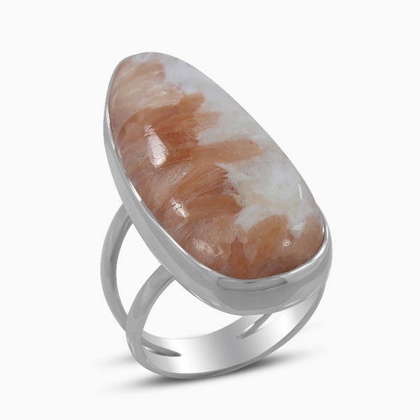 925 Silver Pink Scolecite Rings