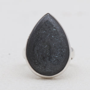 Biotite Mica Druse Silver Plain Rings