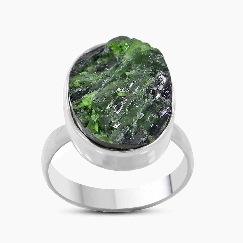 925 Silver Chrome Diopside Rings