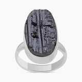Raw Uncut Black Tourmaline Silver Rings