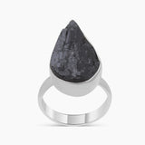 Raw Uncut Black Tourmaline Silver Rings