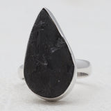 Raw Uncut Black Tourmaline Silver Rings