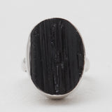 Raw Black Tourmaline Silver Rings