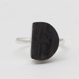 Raw Black Tourmaline Silver Rings