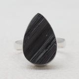 Raw Uncut Black Tourmaline Silver Rings