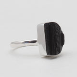 Raw Black Tourmaline Silver Rings