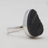 Raw Uncut Black Tourmaline Silver Rings
