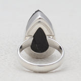Raw Uncut Black Tourmaline Silver Rings