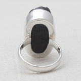 Raw Uncut Black Tourmaline Silver Rings