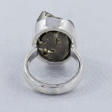 Golden Pyrite Druzy Silver Ring Jewelry