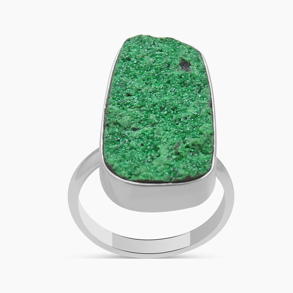 Green Uvarovite Silver Rings