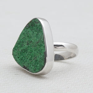 Green Uvarovite Silver Rings
